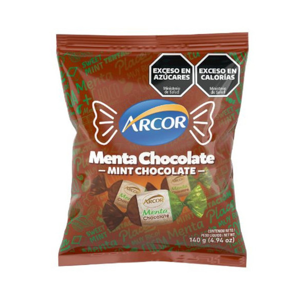Arcor Mint Flavored Chocolate Candy Caramelos de Menta & Chocolate, 140 g / 4.93 oz