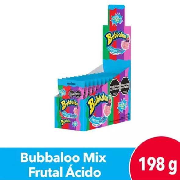 Bubbaloo Soft Chewy Candy Kitten-Shaped Sour Fruit Mix Flavor, 198 g / 6.98 oz (box of 12)