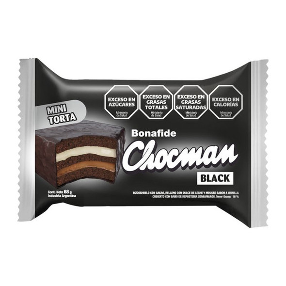Bonafide Chocman Mini Torta Black Vanilla Cake with Dulce de Leche and Mousse Filling Mini Pastel de Vainilla con Relleno de Dulce de Leche y Mousse, 68 g / 2.4 oz (Pack of 3)