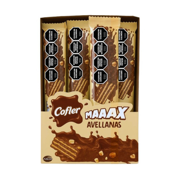 Cofler Maaax Hazelnut-Filled Wafers - Crispy Chocolate Bars, 60 g / 2.11 oz ea (box of 16)