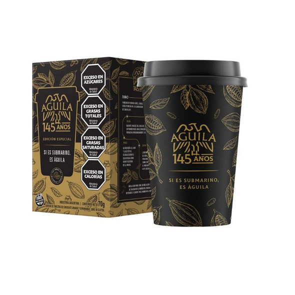 Águila Anniversary Cup with 5 Chocolate Bars Inside - 60% Cacao, 70 g / 2.47 oz