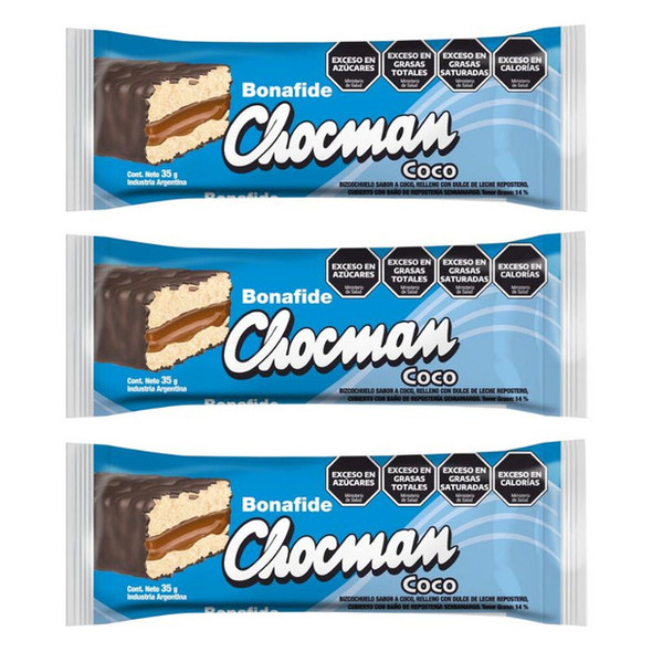 Bonafide Chocman Coconut Flavored Cake Bars, 35 g / 1.23 oz (pack of 3)