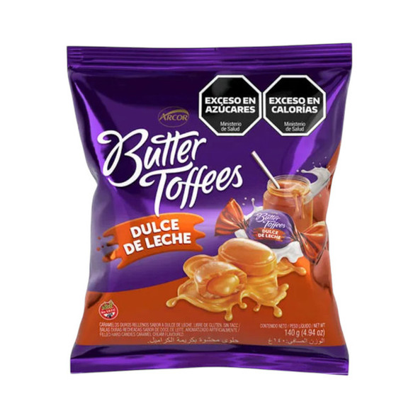 Butter Toffees Hard Candy with Dulce de Leche Filling, Gluten-Free Caramelos Rellenos de Dulce de Leche, 140 g / 4.93 oz