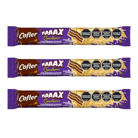 Cofler Maaax Chocolinas-Style Wafer Bars - White Chocolate & Chocolinas Wafer Bars, 60 g / 2.11 oz ea (pack of 3)