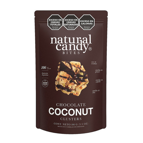 Natural Candy Bites Coconut Flakes Sunflower Pumpkin Chia Seeds Chocolate Clusters, 100 g / 3.5 oz