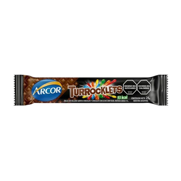 Turrocklets  Arcor Chocolate Nougat with Rocklets Candy Turrón de Chocolate con Caramelo Rocklets, 25 g / 0.88 oz (pack of 6)