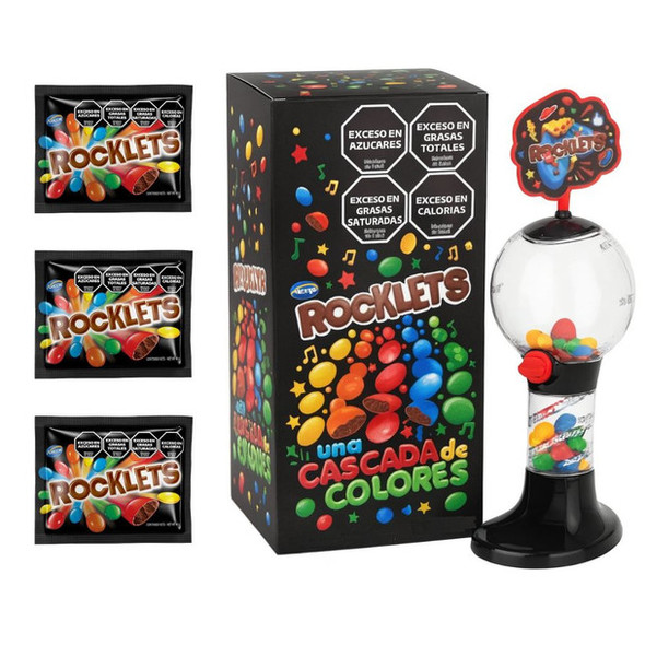 Rocklets Candy Dispenser with Chocolate Candied Chocolate Sprinkles