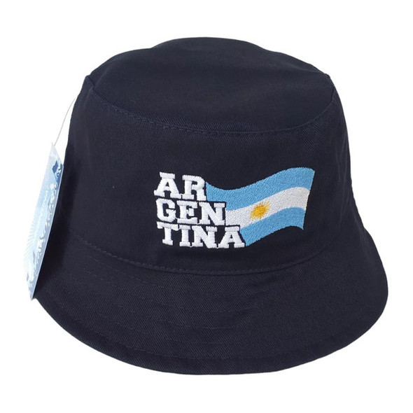Piluso Bob Hat - Argentina Cotton Bucket Sun Hat, Flag Design, 58 cm / 22.8" diam