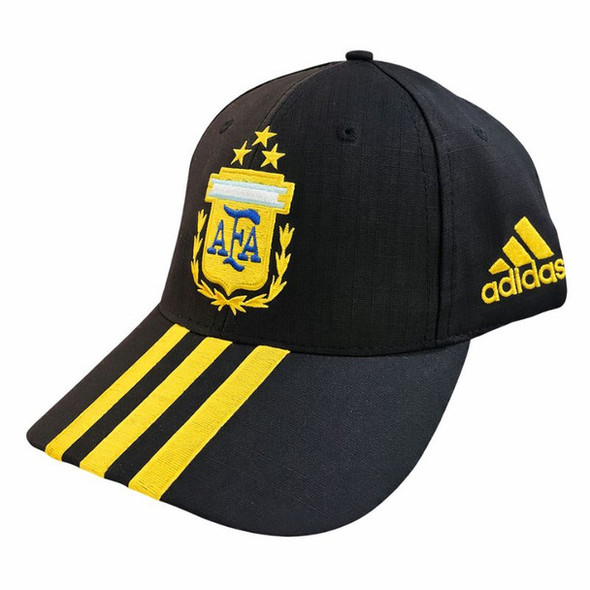 AFA Official Black Cap with 3-Star Embroidered Crest & Adidas Stripes, One Size Adjustable