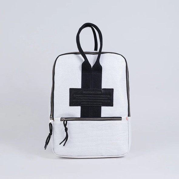Fracking Design Mochila Lonco Backpack - Stylish White/Suede Design for Trendy Adventures | 35 cm x 45 cm x 5 cm