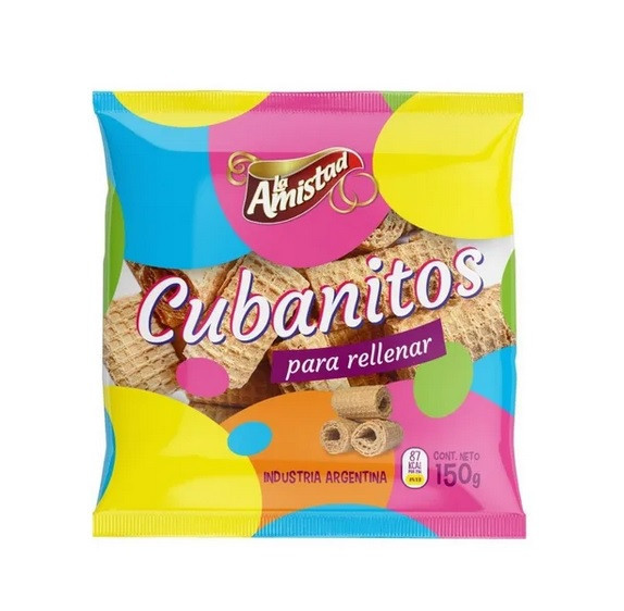 La Amistad Barquillos Cubanitos Cortos Obleas Para Rellenar Classic Barquillos Wafer Cookies Ideal with Dulce de Leche Filling, 150 g / 5.3 oz bag