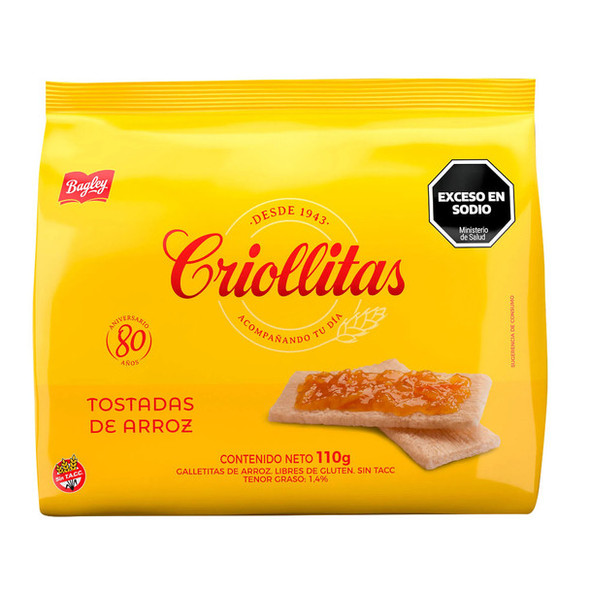 Criollitas Arroz Rice Crackers - Gluten Free, 110 g / 3.9 oz bag
