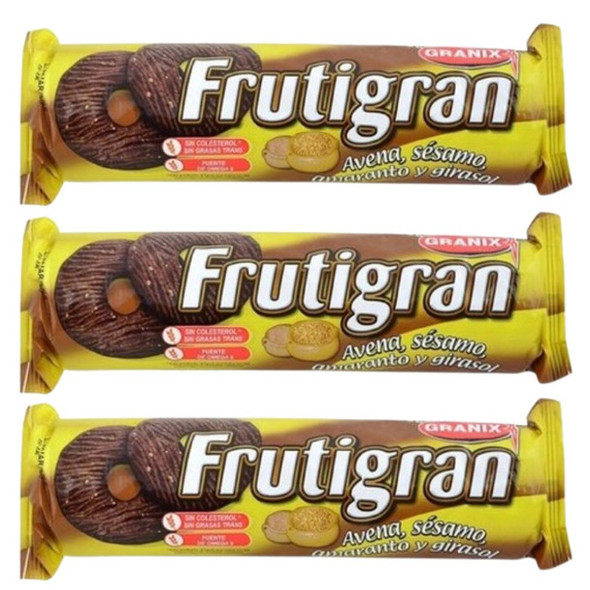 Frutigran Sweet Cookies with Avena Oats, Sésamo Sesame, Amaranto Amarath & Girasol Sunflower Grains, 260 g / 9.17 oz (pack of 3)
