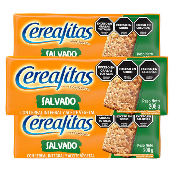 Cerealitas Whole Grain Bran Biscuits with Vegetable Oil Nutritious and Delicious Snack Salvado, 208 g / 7.33 oz ea (pack of 3)