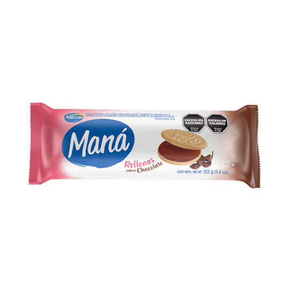 Maná Rellenas Chocolate Thin Sweet Cookies with Chocolate Filling, 152 g / 5.4 oz (pack of 3)