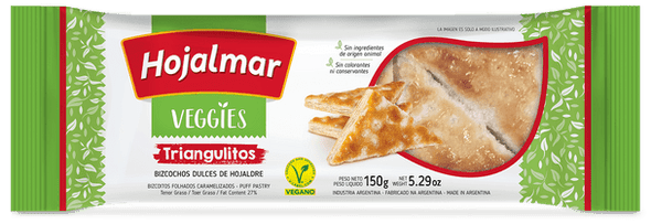 Hojalmar Veggies Triángulitos Bizcochos Dulces de Hojaldre Sugar Sprinkled Triangle Cookies Puff Pastry Biscuits, 150 g / 5.29 oz (pack of 3)