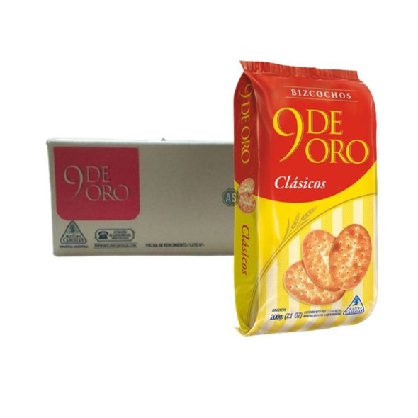 9 de Oro Classic Biscuits Traditional Bizcochos Wholesale Bulk Box, 200 g / 7.1 oz each (24 count per box)