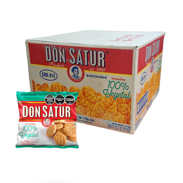 Don Satur Classic 100% Vegetal Biscuits Bizcochos Salados, 170g / 5.33 oz ea (30 count per box)