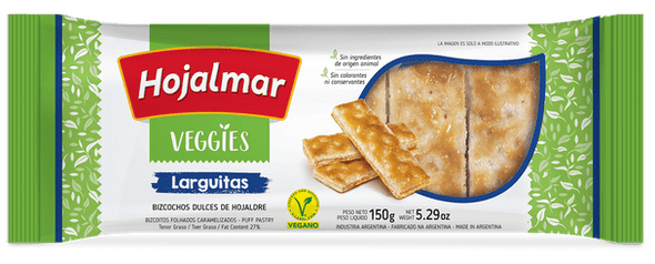 Hojalmar Veggies Larguitas Bizcochos Dulces de Hojaldre Sugar Sprinkled Finger Cookies Puff Pastry Biscuits, 150 g / 5.29 oz (pack of 3)