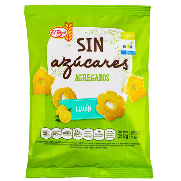 El Trigal Lemon Cookies without Added Sugars Galletas de Limón sin Azúcares Agregados, 150 g / 5.29 oz bag