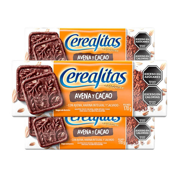 Cerealitas weet Cookies with Oatmeal Whole Wheat Flour & Cocoa, 170 g / 6 oz (pack of 3)