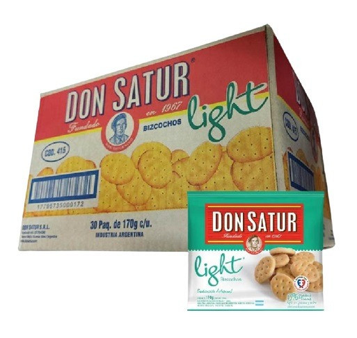 Don Satur Classic Light Biscuits Bizcochos Salados Light Wholesale Bulk Box, 170g / 5.33 oz ea (30 count per box)