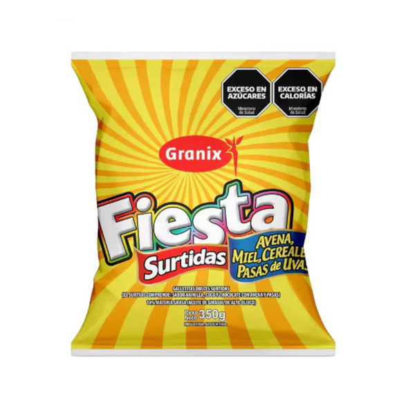 Granix Fiesta Surtidas Assorted Sweet Cookies Oatmeal, Honey, Cereal & Raisins Galletitas Dulces Surtidas, 350 g / 12.35 oz