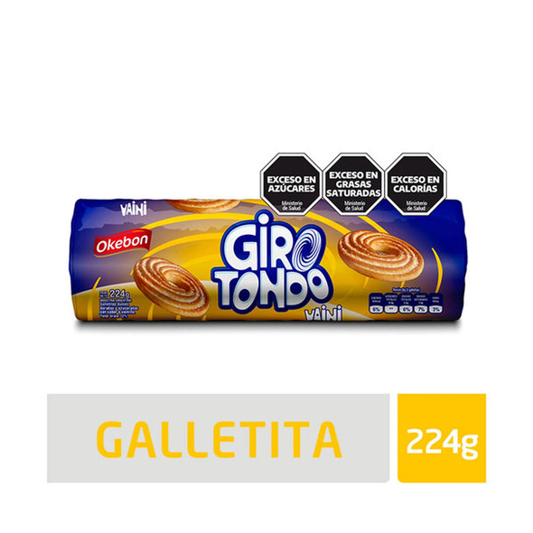 Girotondo Golden & Sweetened Cookies with Vanilla Flavor Galletitas de Vainilla by Okebon, 224 g / 7.90 oz (pack of 3)