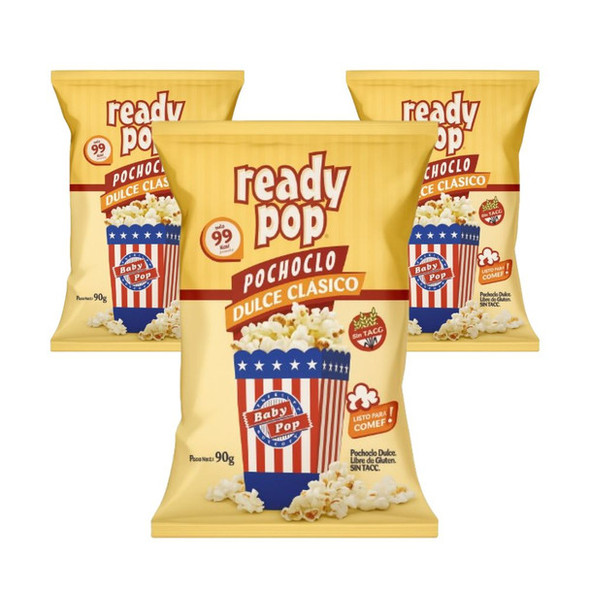 Ready Pop Pochoclos Dulces Classic Sweet Popcorn, 90 g / 3.17 oz (pack of 3)