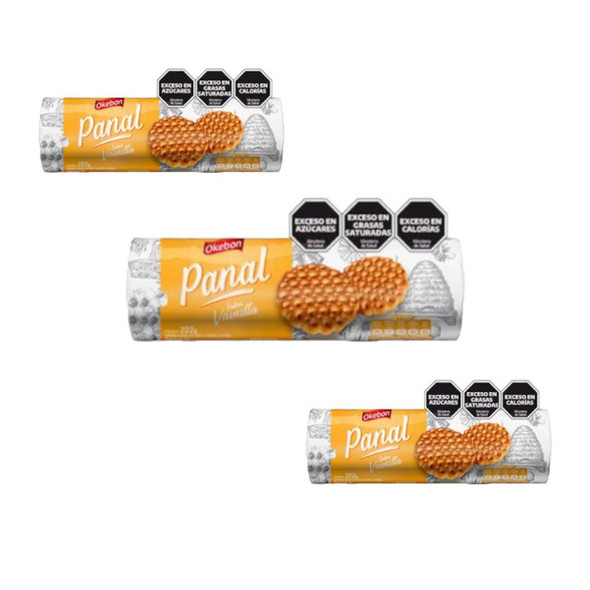 Okebon Panal Classic Sweet Cookies With Vanilla & Milk Flavor, 222 g / 7.83 oz (pack of 3)