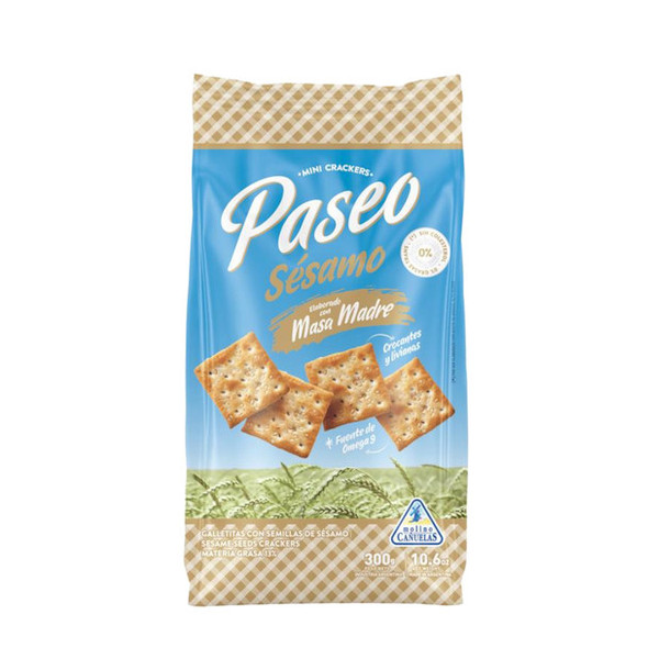 Paseo Mini Crackers with Sesame Elaboradas con Masa Madre, 300 g / 10.6 oz (pack of 3)