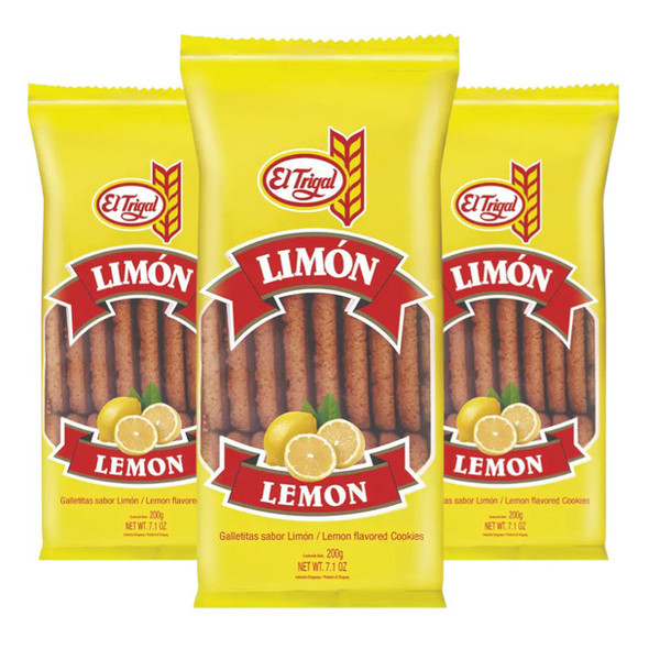 El Trigal Lemon-Flavored Sweet Cookies Galletas Dulces Sabor Limón from Uruguay, 200 g / 7.05 oz (pack of 3)