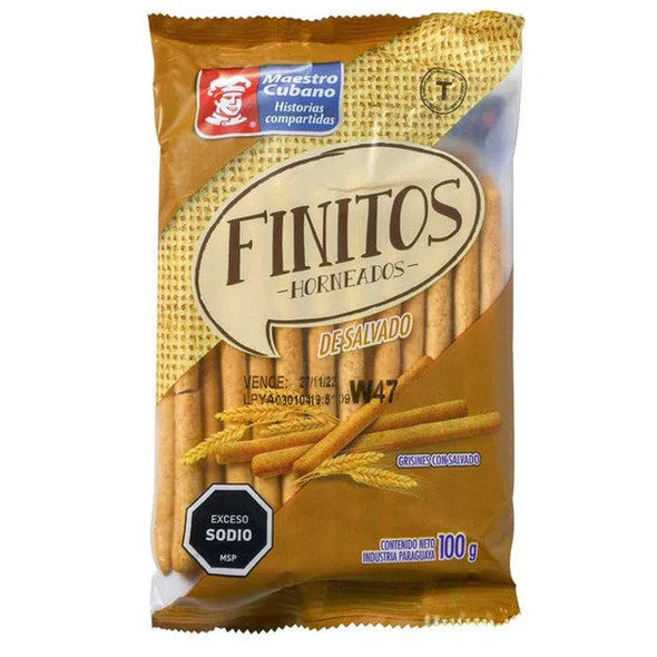 Maestro C Grisines Finitos Bran Crunchy Sticks, 100 g / 3.52 oz bag