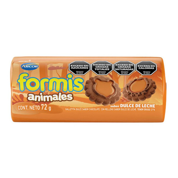 Formis Animales Galletitas Sweet Chocolate Cookies Filled with Dulce de Leche, 72 g / 2.5 oz (pack of 3)