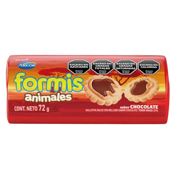 Formis Animal-Shaped Chocolate-Filled Sweet Vanilla Cookies Animales Sabor Chocolate, 72 g / 2.5 oz (pack of 3)