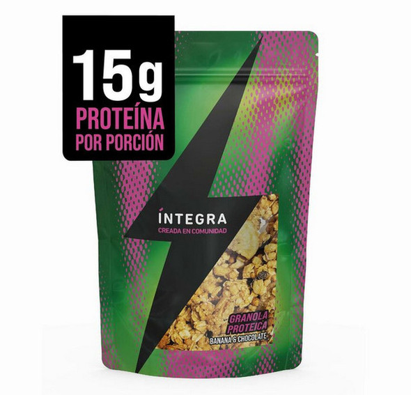 Granola Proteica Banana & Chocolate, Plant-Based Protein Granola with 15g Protein per Serving, 250 g / 8.8 oz – No Preservatives, High Fiber