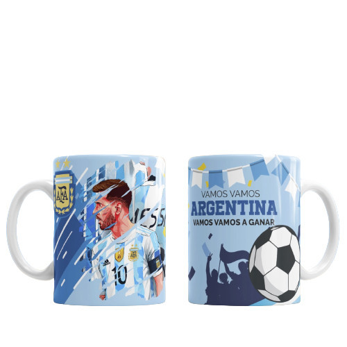 Taza Messi ¡Vamos Vamos, Argentina! Diseño Messi Design - Ceramic Cup Printed On Both Sides