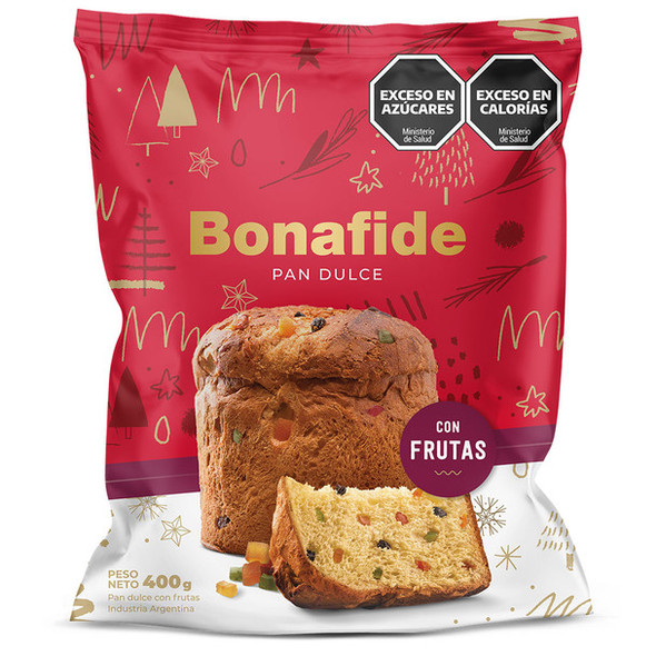 Bonafide Pan Dulce con Frutas Classic Panettone with Fruits Italian Style Cake, 400 g / 14.11 oz