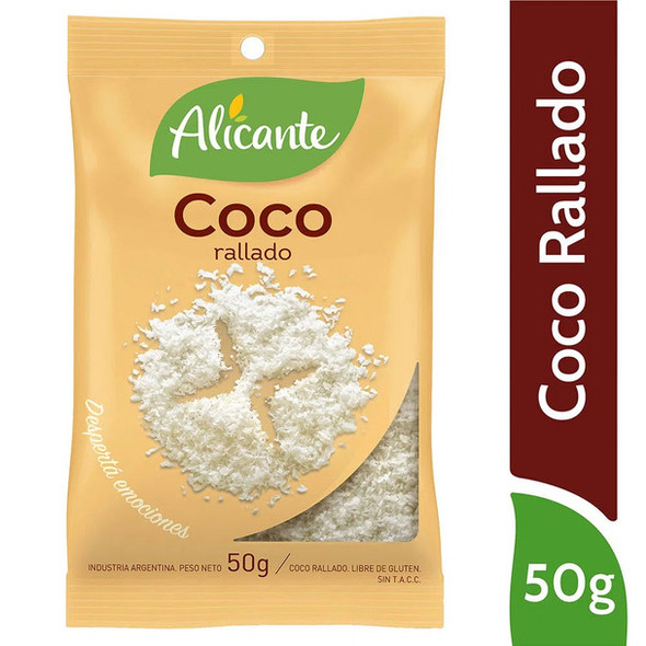 Alicante Coco Rallado Grated Coconut, 50 g / 1.76 oz pouch (pack of 3)