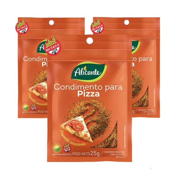Alicante Condimento Para Pizza Mixed Spices Ideal for Pizza Paprika, Oregano, White Pepper, Laurel & Ground Chile, 25 g / 0.88 oz zipper pouch (pack of 3)