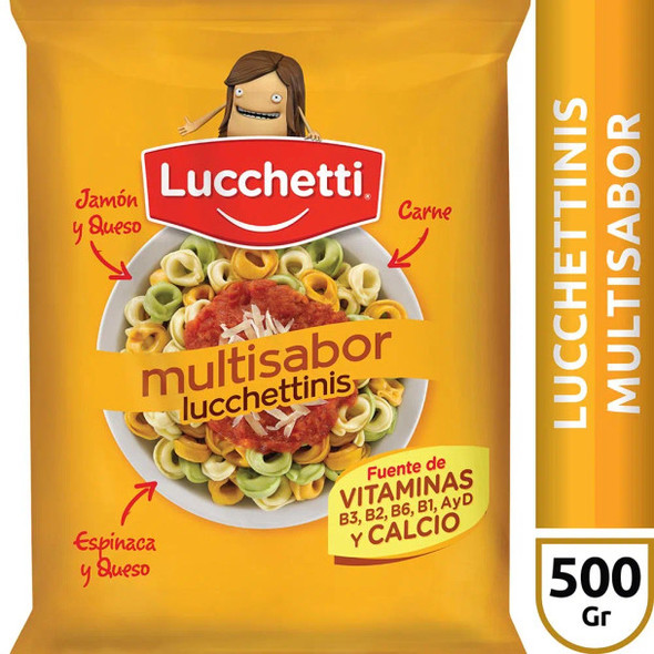 Lucchetti Lucchettinis Multicolor Meat, Ham & Cheese, Spinach & Cheese Delicious Classic Pasta, 500 g / 17.6 oz bag
