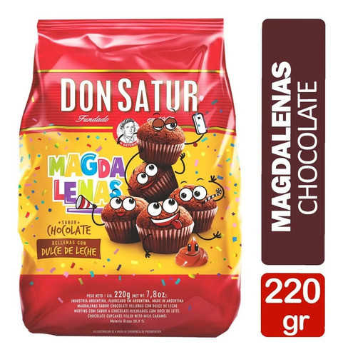 Don Satur Magdalenas Rellenas Chocolate Muffins Filled with Dulce de Leche, 220 g / 7.8 oz