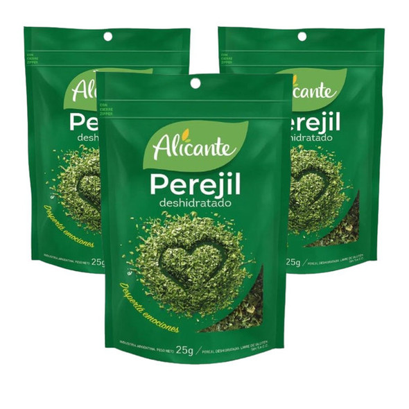 Alicante Perejil Deshidratado Dehydrated Parsley Spice, 25 g / 0.88 oz zipper pouch (pack of 3)