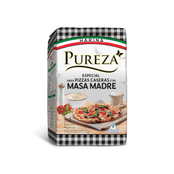 Pureza Special Flour for Homemade Pizzas with Sourdough Harina con Masa Madre, 1 kg / 35.27 oz