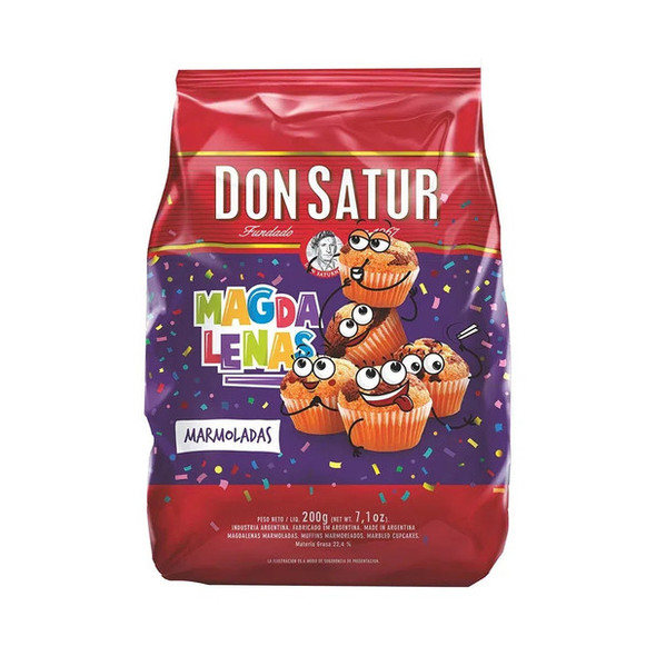 Don Satur Marbled Cupcakes Chocolate & Vanilla Flavor Magdalenas Marmoladas Sabor Chocolate & Vainilla, 200 g / 7.05 oz