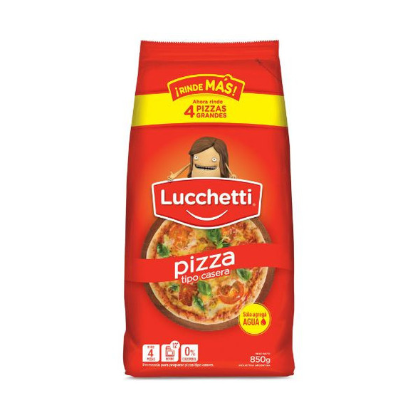 Lucchetti Ready to Make Pizza Flour Just Add Water, 850 g / 29.98 oz for 4 pizzas