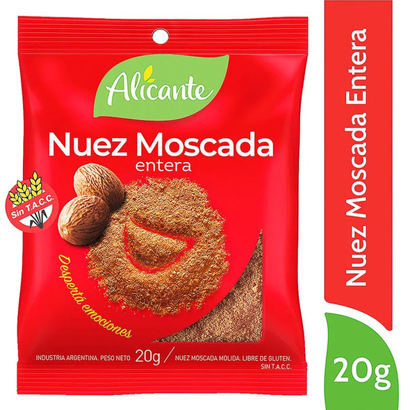 Alicante Nuez Moscada Entera Whole Nutmeg, 20 g / 0.7 oz pouch (pack of 3)