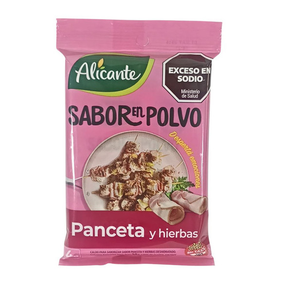 Alicante Sabor En Polvo Panceta y Hierbas Bacon & Herbs Flavored Powder Ready To Use Seasoning Broth 4 servings, 30 g / 1.05 oz ea (pack of 3)