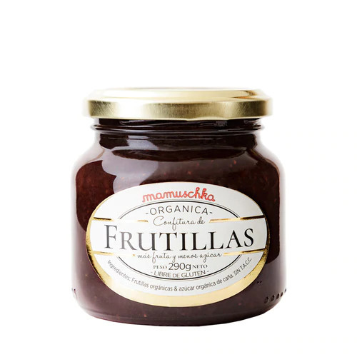 Mamuschka Confitura de Frutillas Orgánica Sin Gluten, Strawberries Organic Spread From Patagonia - Gluten Free, 290 g / 10.22 oz