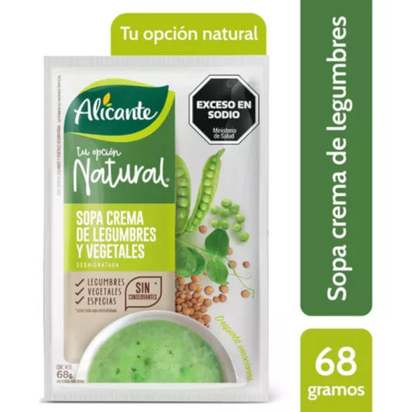 Alicante Natural Dehydrated Cream of Legumes & Vegetable Soup - Preservative-Free Sopa Crema de Legumbres & Vegetales, 68 g / 3.88 oz